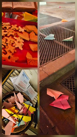 Fotomontage: Kekse, Wünsche-Papierflieger